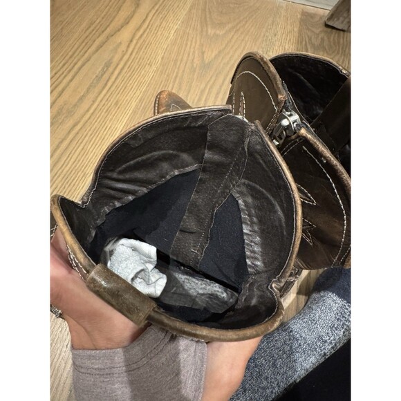 Jeffrey Campbell STARWOOD Distressed Brown Leather Western Ankle Boot 41 US 10 - Picture 5 of 11